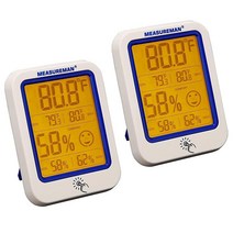 MEASUREMAN 디지털 온도계 습도계 게이지 최대/최소 실내 습도 테스트 미터 온도 모니터 터치 백라이트 포함 2팩 USA 미국
