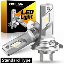 OXILAM LED 팬리스 헤드라이트 전구 6500K 화이트 무선 자동차 헤드 램프 360 H7 미니 CSP 칩 12V 16000, 01 Standard Type_01 H7