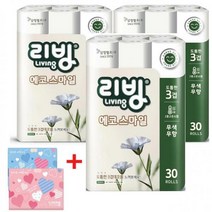 삼정 리빙 3겹 데코 에코 스마일 화장지(재생) 22m*30롤*3pack+여행용 티슈 40매*2pack