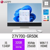 LG 일체형PC 27V70Q-GR50K 윈도우11 27인치 인텔 12세대 사무용 인강용 재택근무용 일체형PC, 256GB, 32GB, Win11 Home
