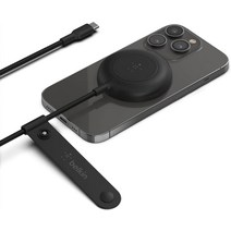 Belkin WIA005btBK MagSafe호환 마그네틱 무선충전 패드 급속충전 아이폰호환 7.5W 케이블 6.6피트(2m) 블랙, 블랙 바디 전용, 1개
