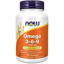 Now Foods =오메가 3-6-9 1000 mg 보충제 100정, 100 소프트젤, 1개