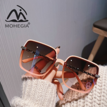 MOHEGIA 흰색 대형 프레임 지방 안경 성격 복고풍 고급 선글라스 여성의 UV 보호 선글라스