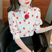 프렌치 빈티지 장미꽃 플라워 쉬폰 블라우스 디자인 소소한 반팔 상의 블라우스