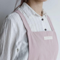 내츄럴 편한 롱 원피스 앞치마 주방 가드닝 꽃집 원예용 어린이집 유치원 베이커리 베이킹 고급 천연 린넨 빅 북유럽 감성 모던 심플 카페 홈카페 바리스타 공방 미용사 캠핑, A 타입, 핑크