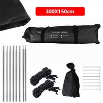 중고 루프탑 텐트 루프 렌탈 하드탑 차량용 SUV 자동차 쉼터 그늘 캠핑 사이드 지붕 상단 천막 방수 UV 휴대용 옥상 비 캐노피, [10] Black 3x1.5m