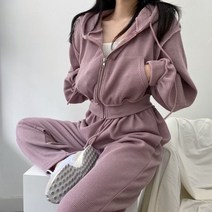 벨벳 코듀로이 크롭 후드집업 자켓 트레이닝 바지 셋 핑크색 블랙 여성 트레이닝복 세트 상하복 츄리닝