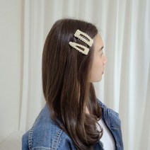 진주 헤어 앞머리 옆머리 포인트 진주 똑딱핀 삼각 사각