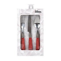 힘멜 양식 커트러리 3p 세트, 레드, 포크 + 나이프 + 스푼