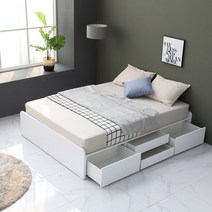 비엔 무헤드 4서랍 멀티 수납 침대 LPM 프레임 SS/Q 2colors (매트리스선택), Q볼라텍스매트, 화이트