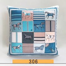 명품 럭셔리 H로고 쿠션 45cm 슈발도리앙 고급 미용실 거실 안방 호텔 북유럽 인테리어 쇼파 말 쿠션, AF