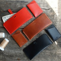 윈드아일랜드 손바느질 심플장지갑 용돈봉투+카네이션 손그림 카드 [이태리 베지터블 소가죽] 장지갑