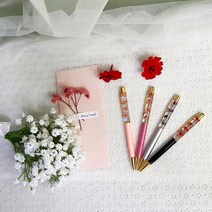 태여니꽃방 하바리움 볼펜 기념일 여자친구 생일선물, 1개, 블랙