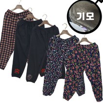 [편마담샵] 촌캉스룩 엄마 두꺼운 기모 겨울 꽃무니 몸빼 일 바지 털배기 시골 바지