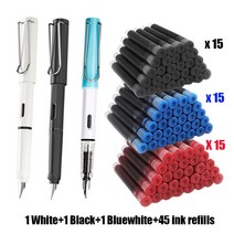 만연필 학생 교체용 잉크 세트EF 펜촉검정/파랑/빨강잉크 캘리그래피 펜쓰기 구48 개, EF(0.38mm), 11 Set K-3-45