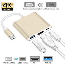 usb도킹스테이션 HDMI 호환 어댑터에 USB C 허브 Macbook ProAir M1 ThinkPad 용 usb30 pd가있는 OTG Thunderbolt 3 독, GOLD