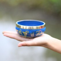 싱잉볼 명상종 명상볼 불교용품 크리스탈싱잉볼 씽잉볼Handmade Blue Buddha Singing Bowl Tibetan Chime Y, 02 9.5cm