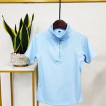 승마복 여성승마복 여성승마상의 빠른 건조 반팔 승마 티셔츠 여성 검은 쇼 마술 의류, 06 light blue_02 M
