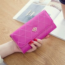 럭셔리 크라운 여성 지갑 긴 Hasp 세 배 동전 지갑 패션 솔리드 컬러 클러치 여성 돈 가방 신용 카드 소지자