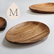 아카시아나무 물방울 간식접시 M 23x18 (감성 홈카페 플레이트 우드접시 티코스터 우드식기), 중5729