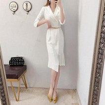 여성원피스 가을원피스 하이 엔드 유럽 상품 서양식 2020 새로운 이른 가을 기질 화이트 칼라 여성 성숙한 전문 허리 허리