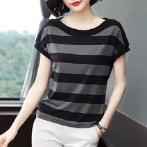 DFMEI 스트라이프 박시 반팔 티 빅사이즈 티