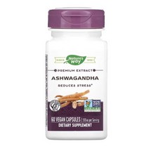 네이처스웨이 아슈와간다 Ashwagandha 500 mg 60 식물성 캡슐 calcium silicate silicon dioxide 이산화규소 magnesium stearate