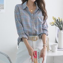 [나크21] (55~88) 컬러체크 롤업 셔츠 NK21-T-45