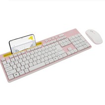 유선 키보드+마우스+키스킨 세트 스마트폰거치 핑크, 블랙