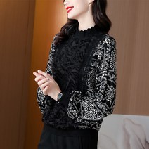 몬드스팟 레이스 셔링 기하학 블라우스 티셔츠 GH10_RD_Z122