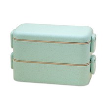허젠 밀짚 2단 친환경 도시락통 400ml+400ml, 1개, 크린
