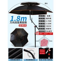 파라솔각도기 자외선 차단 파라솔 민물 낚시 우산, [2중비닐 자외선차단] 1.8미터 - 블랙