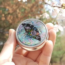 드리다샵 휴대용 자개 귀걸이보관함 알약케이스 미니보석함 선물포장, 목단꽃