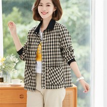 가은무역 WT083004 봄가을 중년여성 체크 긴팔자켓 엄마점퍼 캐주얼 40대50대 캐주얼 빅사이즈