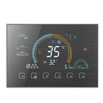 부속자재 건축 홈 개조 TUYA 와이파이 스마트 대형 다채로운 스크린 룸 프로그래밍 가능한 공기 온도 조절기 스위치 난방 쿨러 브리지 음성 알렉사, Silver, 2P NO WIFI