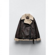 ZARA 브라운 양모 벨티드 자켓 무스탕 코트