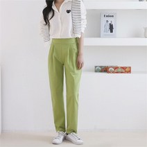 다잇템 여자 코튼원단 코튼 백밴딩 세미배기핏 국내산 팬츠 (7625711)