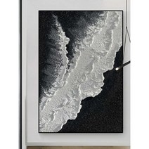 흑백 파도 질감 유화 집들이선물 인테리어 액자 그림, 120x200cm 섹션 B 오크 컬러 액자