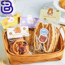 [바잉컴_해외직구] 플라워 토끼곰 선물 쿠키포장 헤더택 / 봉투 3사이즈 조합, 봉투M(100장)