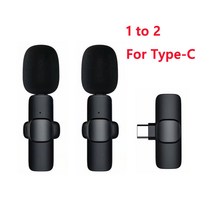 asmr마이크 줌 개인 방송용 유튜버 마이크 무선 소형 마이크 소음 감소 오디오 비디오 녹화 미니 마이크, 04 For Type-C 1 to 2