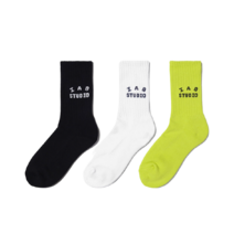 [정품] 아이앱 스튜디오 라임 블랙 화이트 삭스 3 팩 1077970, ONE SIZE