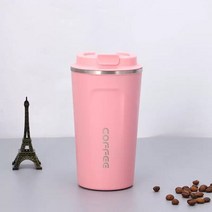 차량용커피포트 카포트 캠핑스테인레스 스틸 커피 머그잔 물병 자동차 휴대용 플립 진공 야외 여행 냄비 텀, 02 PINK 380ML