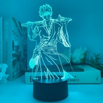 은혼 오키타 소고 센구미 푸티토 소형 미니 LED 피규어 아크릴 무드등 수면등 조명 램프 발광 수면등 침실등, B + 블랙 7컬러 터치