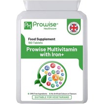 PH PROWISE Healthcare 철 180 정제 (6 개월 에스코트)로 완전한 종합 비타민 | 매일 멀티 비타민 보충제 | 비건 채식 지원 | 영국에서 생산, 5개