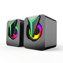 홈시어터 스피커 패시브 센터 서브 우퍼 컴퓨터 데스크탑 세련된 rgb 다채로운 조명, 검은색