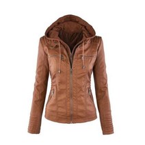 여자가죽자켓 Jacket Women Euro Hood zipper coat Leather clothing가죽자켓 여성