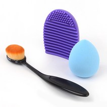 브러쉬 퍼프 세척판 메이크업 3종세트 베이스 부드러운 촉촉퍼프 광채 화장소품 수정 쫀쫀퍼프