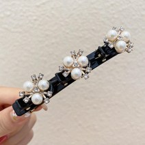 패션 아크릴 크리스탈 꽃 헤어 클립 여성 헤어핀 앞머리 프렌치헤어핀 3단 집게머리핀, A