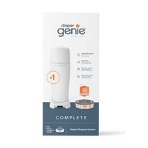 Diaper Genie 항균 냄새 제어 기능이 있는 완벽한 기저귀 통(화이트) - 쓰레기통 1개 리필 백 1개 탄소 필터 1개 포함, 화이트 + 향 리필 1개