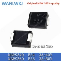 (20PCS) MBRS340T3G B34 B36 SMC DO214AB 쇼트 키 다이오드 3A 40V 60V 새로운 원본, 02 MBRS360 3A 60V